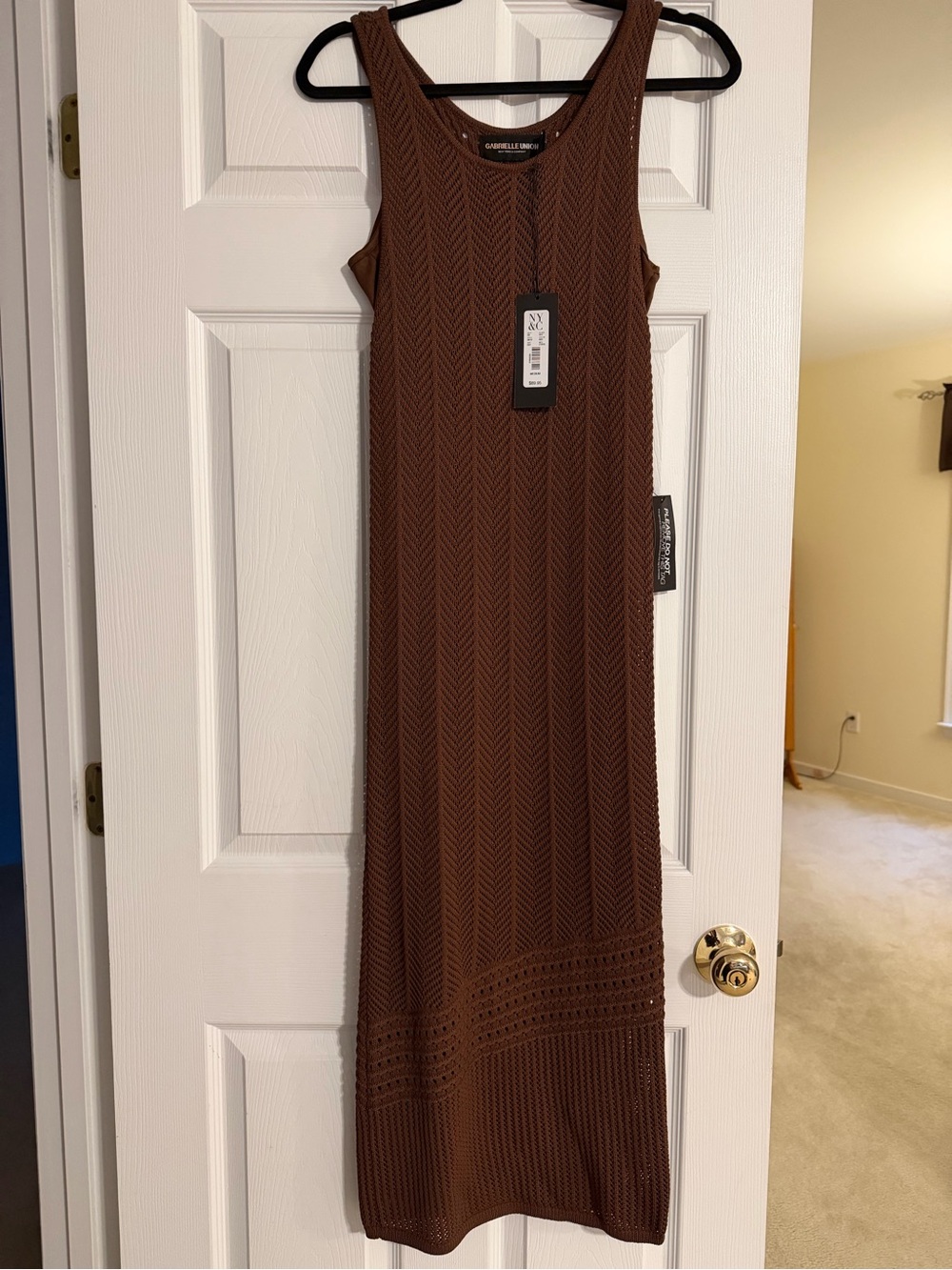 Gabrielle Union Brown Sleeveless Knit Maxi Dress
